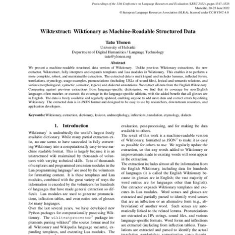 wiktextract|Wiktextract: Wiktionary as Machine.